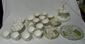 18pc Shelley tea service, 21pc Colclough tea service & Royal Albert 2 tier cake stand