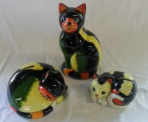 3 Lorna Bailey cat money boxes with stoppers