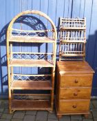 Bamboo shelf unit & wall shelf & pine bedside cabinet