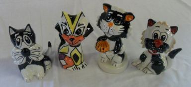 4 Lorna Bailey cat figurines