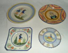 4 Henriot Quimper plates & Thos Till & Sons meat plate