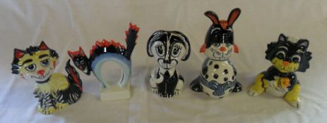 5 Lorna Bailey cat figurines