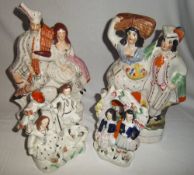 4 Staffordshire figurines