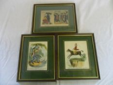 3 18th/19th C hand coloured character prints