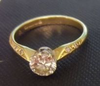 18ct gold solitaire half carat diamond ring - size approx J