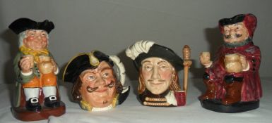 Royal Doulton Toby jugs inc Falstaff, Aramis, Happy John and Henry Morgan