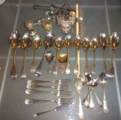 S P cutlery, tongs & cruet set, etc