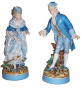 Pr of Meissen style large figurines, ht approx 38-40 cm tall