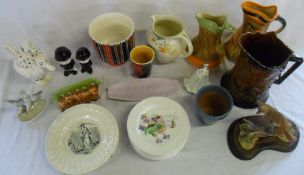 Ceramics inc Poole, Beswick puppy tray, Coalport figure etc