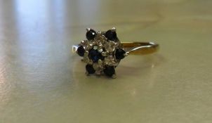 9ct gold sapphire & diamond ring, approx size L