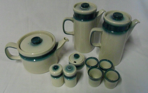 Wedgwood 'Blue Pacific' teapot, coffee pots, salt & pepper pots etc