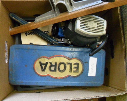 Box of hand tools, cased socket & spanner set etc