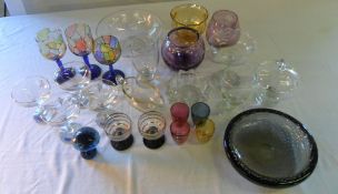 Glassware inc Babysham glasses & coloured glass
