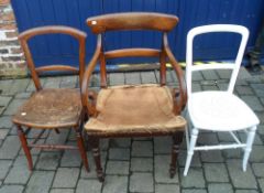 Vict mah carver dining chair & 2 other chairs