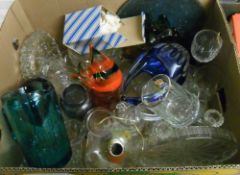 Box of glassware inc red seashell etc