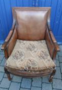 Reproduction leather arm chair