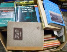 Lg box of trains, railway & transport books