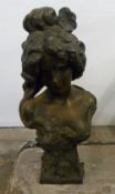 Art nouveau bust, signed, 64cm tall