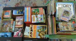 3 lg boxes of books inc Enid Blyton, children's annuals etc