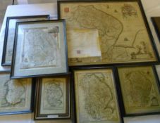 7 old framed maps of Lincolnshire