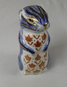Royal Crown Derby chipmunk with silver stopper