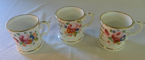 3 19th C christening cups inscribed John James Hebden born Oct 9th, 1850, Sarah Hannah Hebden born