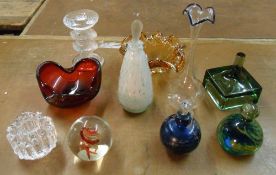 Mdina style glass scene bottles & other glassware