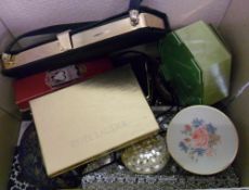 Box of compacts, lipstick holders, evening bags etc