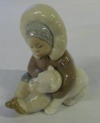 Lladro figurine of Eskimo girl with polar bear