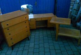 1960/70's dressing table, matching chest of drawers, mirror & trolley