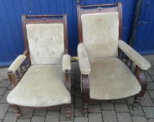 2 Vict open arm chairs