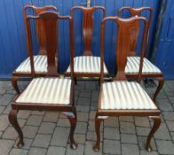 4+1 Queen Anne style drop seat dining chairs