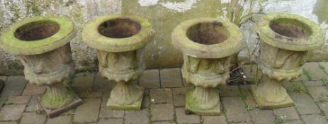 4 decorative garden urns, ht approx 54 cm each