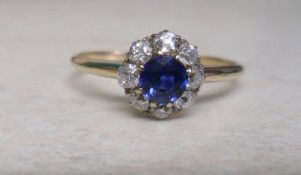 Tested as 18ct gold diamond & sapphire ring approx size S