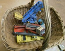 Wicker basket with metal die cast vehicles