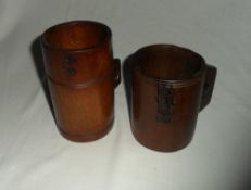 2 tankard wooden measures