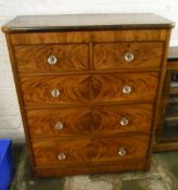 Tall vict mah chest of drawers with glass knobs, size approx 97w x 48d x 136h cm