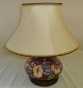 Moorcroft burgundy flower lamp with shade