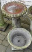 Bird bath ht approx 62 cm & a decorative urn ht approx 34 cm