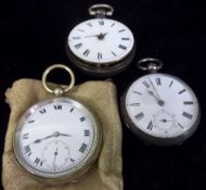 3 pocket watches, 2 silver inc Dominic Gugeri Boston (1810-1850) missing part case, 1 S.P