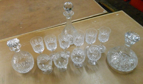 Glassware inc brandy glasses, wine glasses & decanters