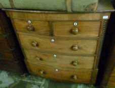 Vict bow fronted chest of drawers