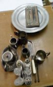 Condiment set, S.P charger, inkwell etc