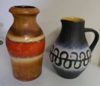1960 - 1970's Sheurich red & brown glazed vase numbered 523-18 W Germany on base, and a W Germany