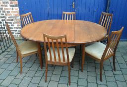 G Plan teak dining table and 6 chairs