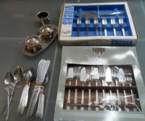 Viners boxed and loose retro cutlery sets and a 4pc S P condiment set