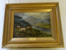 F Walters 19th C gilt framed oil on canvas Glen Goel, Argylishire signed 9.5" x 13.5"