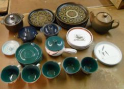 Denby pottery inc cups, saucers, teapot, Arabesque plates etc