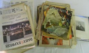 Quant of old newspaper & cuttings from the 19th & 20th C inc the Mirror of the Times from 1803