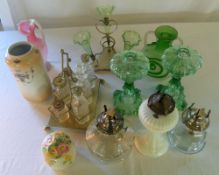 Cruet set, paraffin lamps, paraffin lamp bodies etc